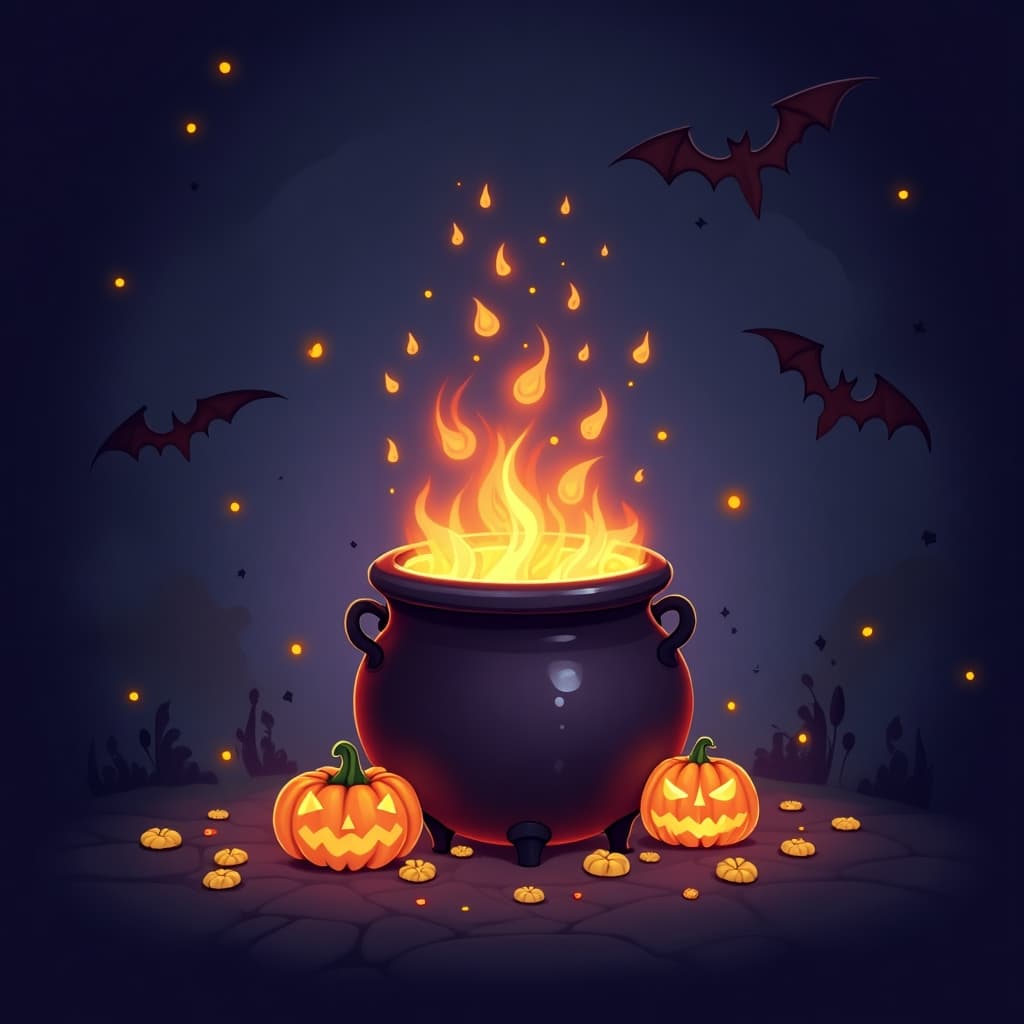 Charming cauldrons with glowing potions